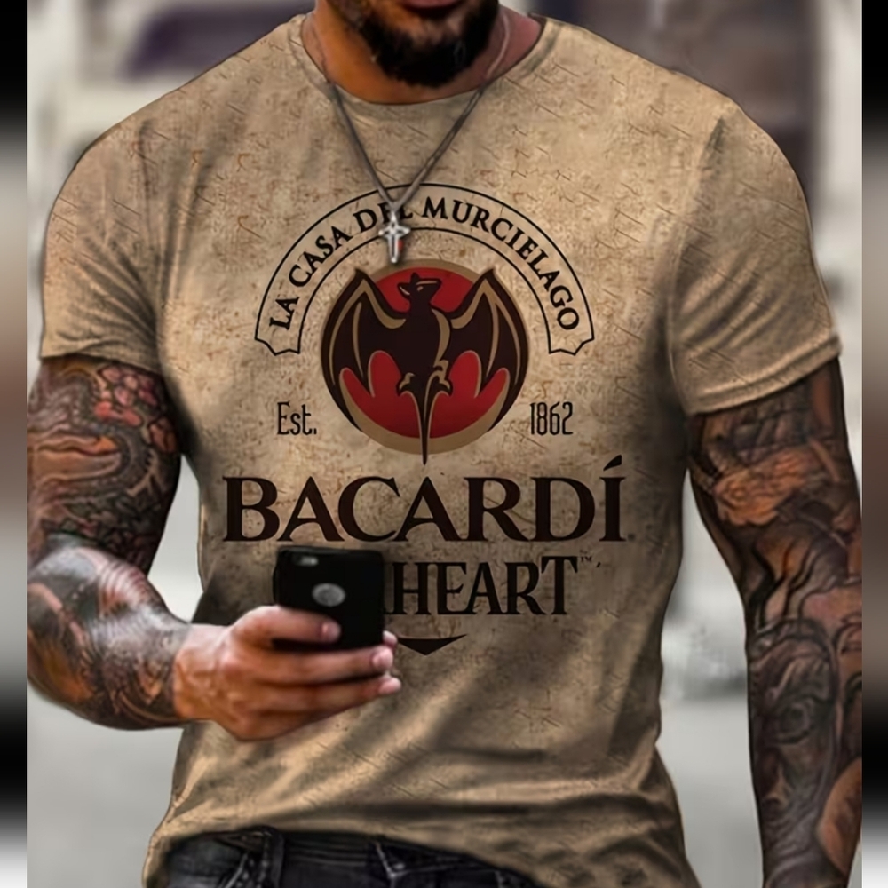 Bacardi Silky Distressed Looking Short Sleeve Men's Tee‎ 4XL X79